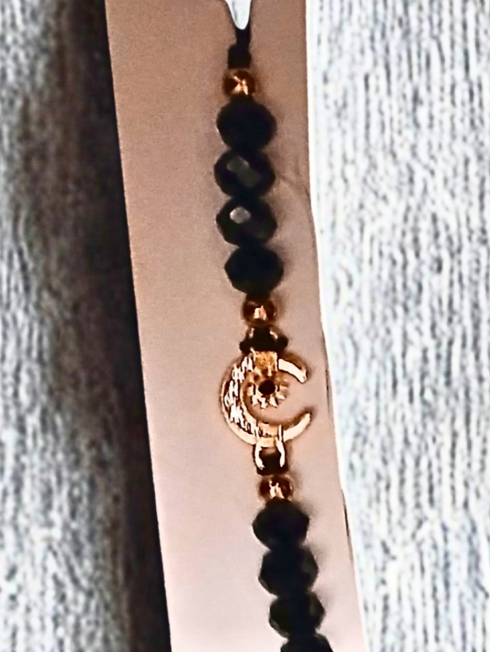 NWT Black Beaded Bracelet with Silver Charm